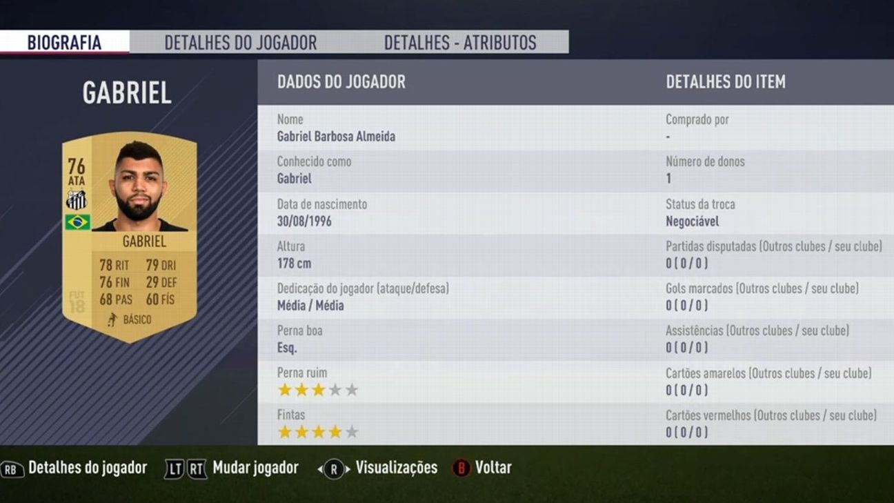 FIFA 18 divulga lista de times brasileiros no jogo