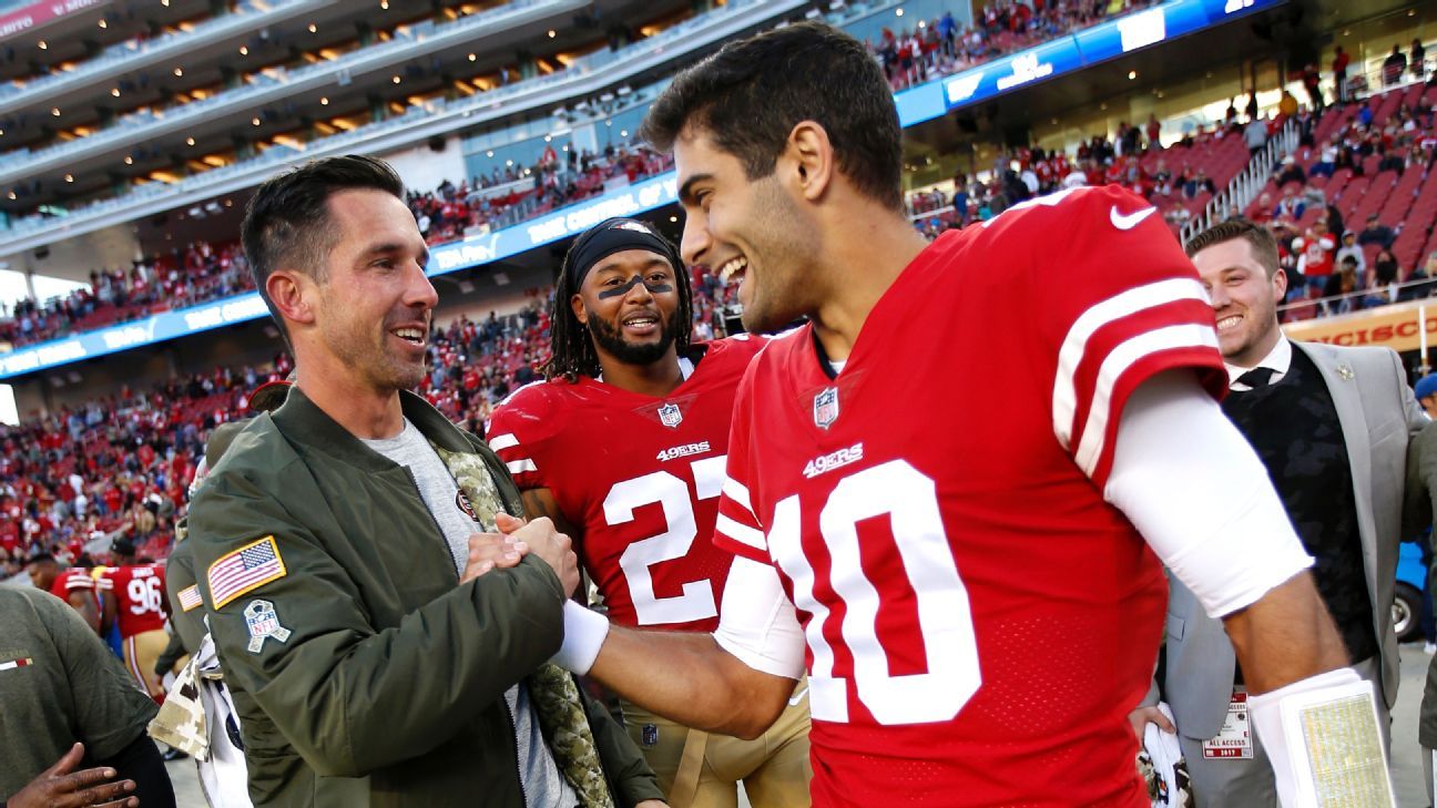 San Francisco 49ers - Start # 2 for Jimmy Garoppolo in red & gold.