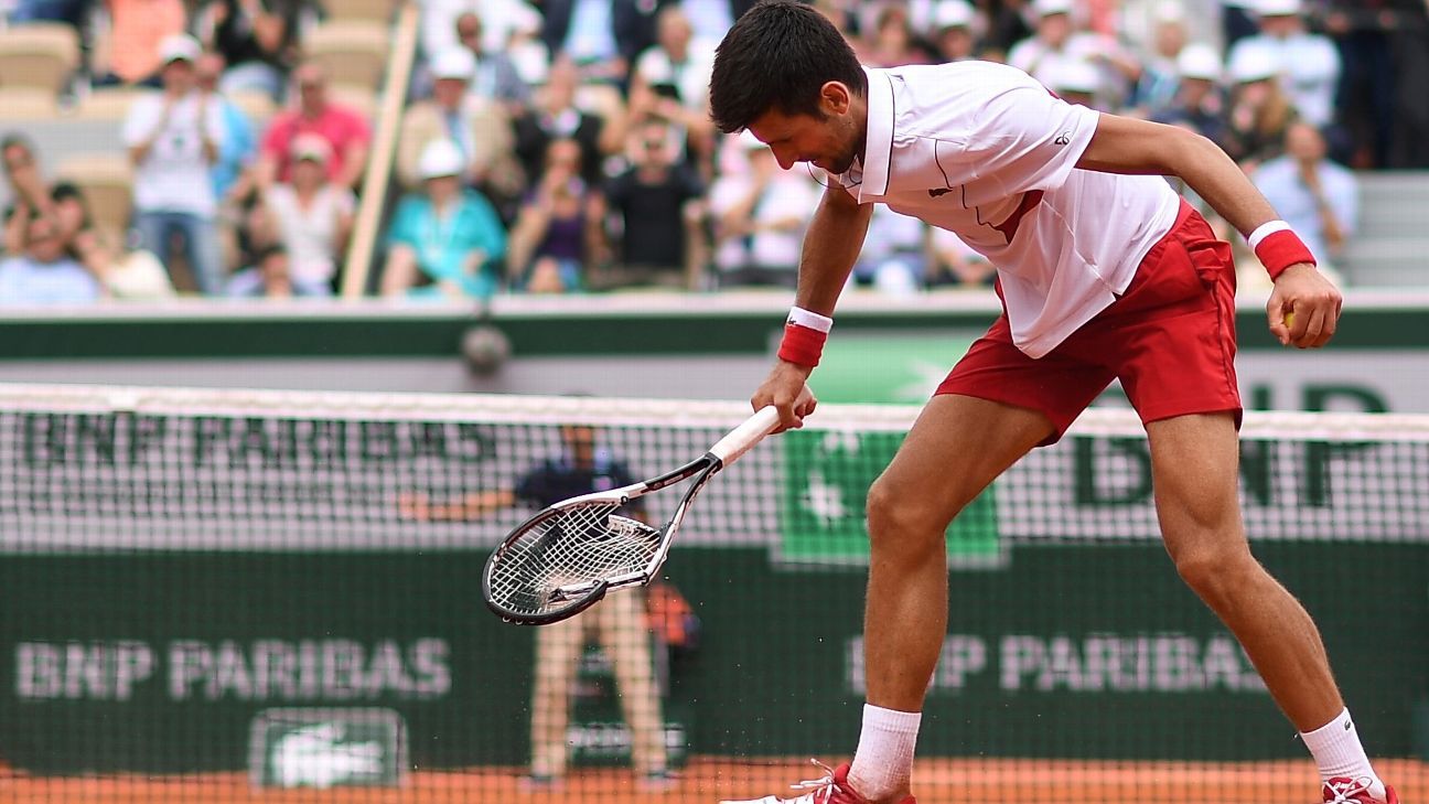 French Open -- Novak Djokovic smashes racket, beats Roberto Bautista ...