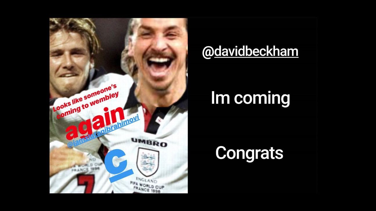 Zlatan Ibrahimovic loses England-Sweden bet to David Beckham - ESPN