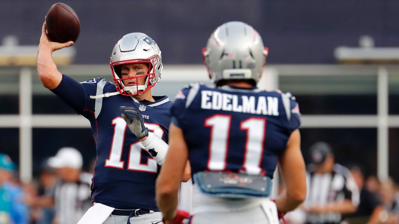 Tom Brady of New England Patriots trying out new helmet - ESPN