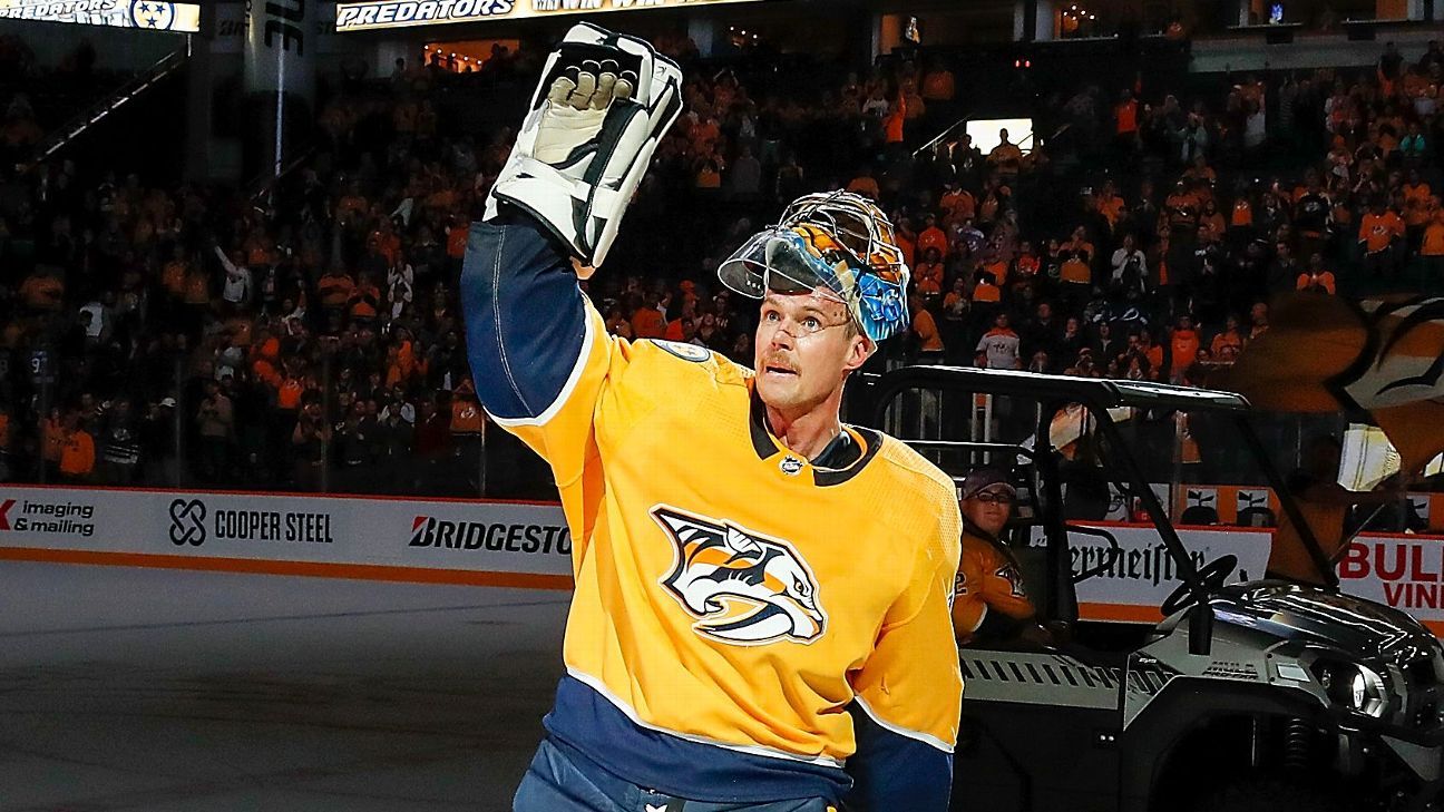 Nashville Predators hockey player Pekka Rinne smiles as he walks the red  carpet before the NHL Awards, Monday, June 26, 2023, in Nashville, Tenn.  (AP Photo/George Walker IV Stock Photo - Alamy