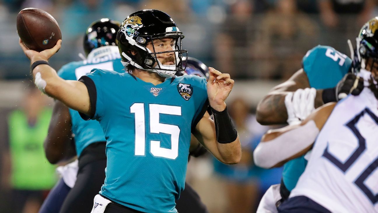 Titans Quarterback Marcus Mariota passes as the Tennessee Titans take on  the Jacksonville Jaguars at the TIAA Bank Field in Jacksonville, Florida on  Thursday, September 19, 2019. Jacksonville defeated the Titans 20-7..Photo