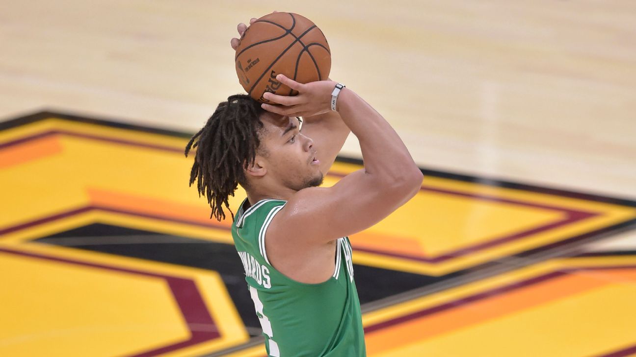 Boston Celtics rookie Carsen Edwards drains eight threes in single
