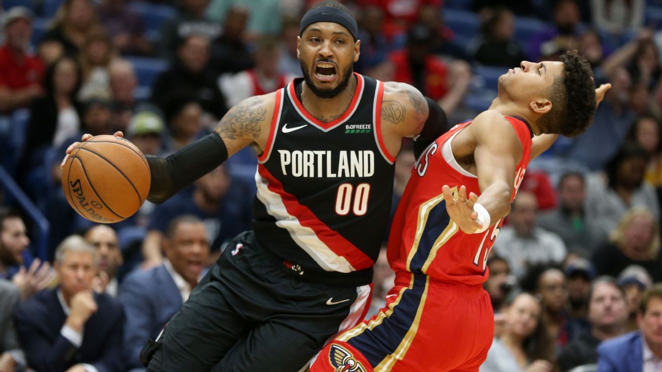 NBA roundup: Carmelo Anthony sparks Portland Trail Blazers' win