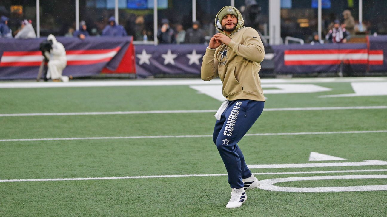 Dak Prescott throws football in 'MNF' warmups, hopes to be ready