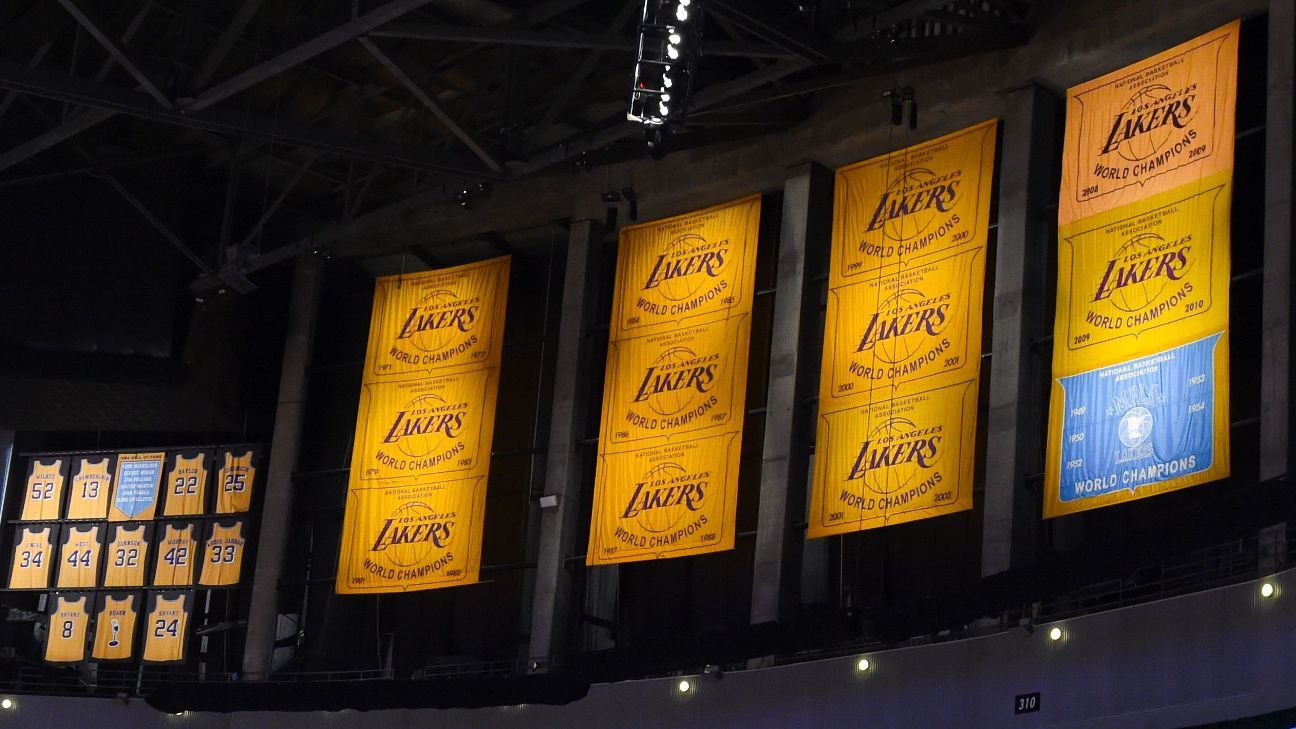 lakers championship banners