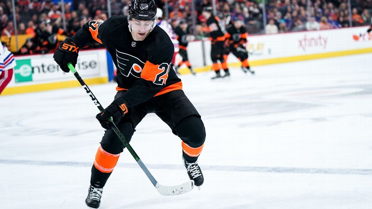 Konecny records hat trick, leads Flyers past Penguins 5-2