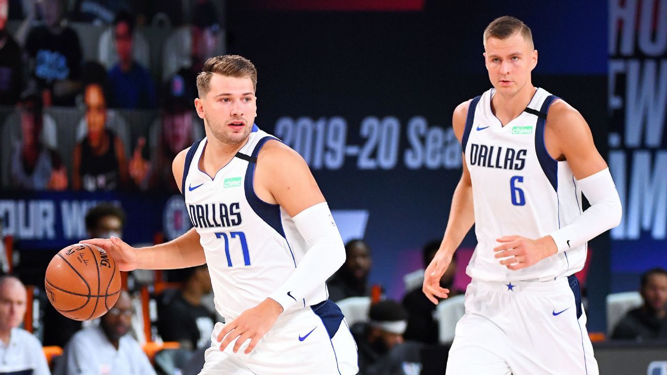 LOS ANGELES, CA - JANUARY 10: Dallas Mavericks Guard Luka Doncic (77)  dribbles up the court during a NBA game between the Dallas Mavericks and  the Los Angeles Clippers on January 10