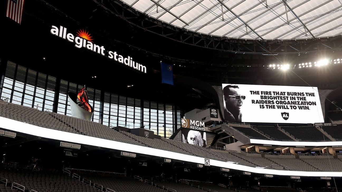 Allegiant Stadium Lights Up Las Vegas Skyline