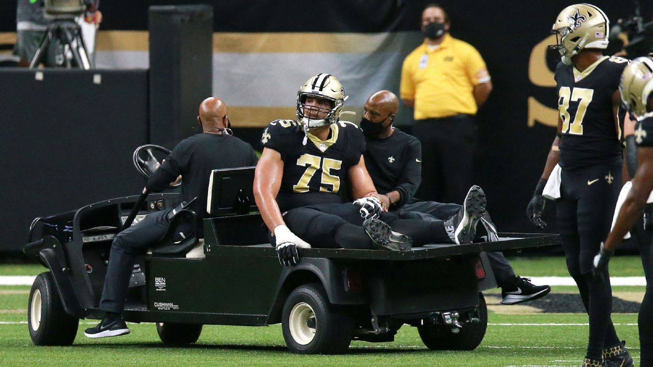 New Orleans Saints' Andrus Peat carted off with ankle injury - ESPN