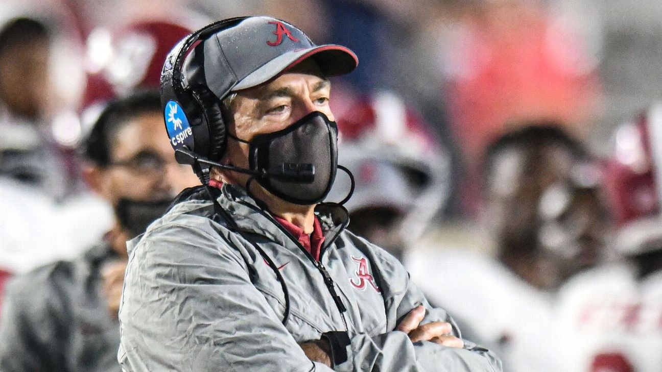 Source -- Alabama Crimson Tide's Nick Saban has second straight negative coronavirus test - ESPN