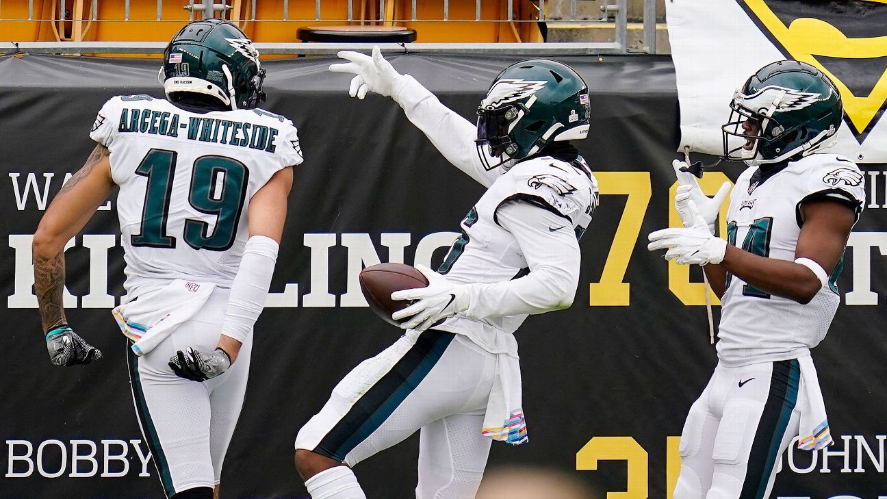 Eagles' Miles Sanders burns Steelers with 74yard TD run ESPN