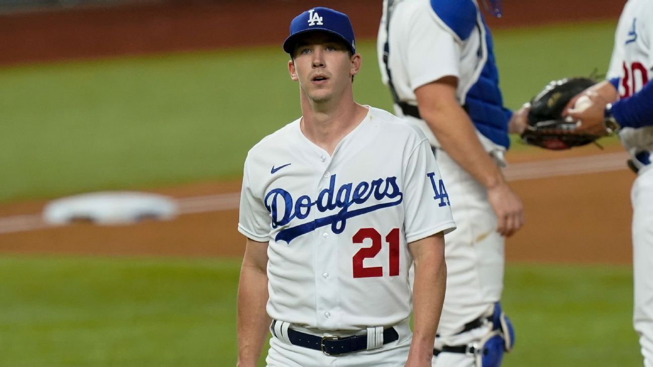 Los Angeles, United States. 16th June, 2022. LOS ANGELES, CALIFORNIA, USA -  JUNE 16: American professional baseball pitcher Walker Buehler and  girlfriend McKenzie Marcinek arrive at the Los Angeles Dodgers Foundation  (LADF)