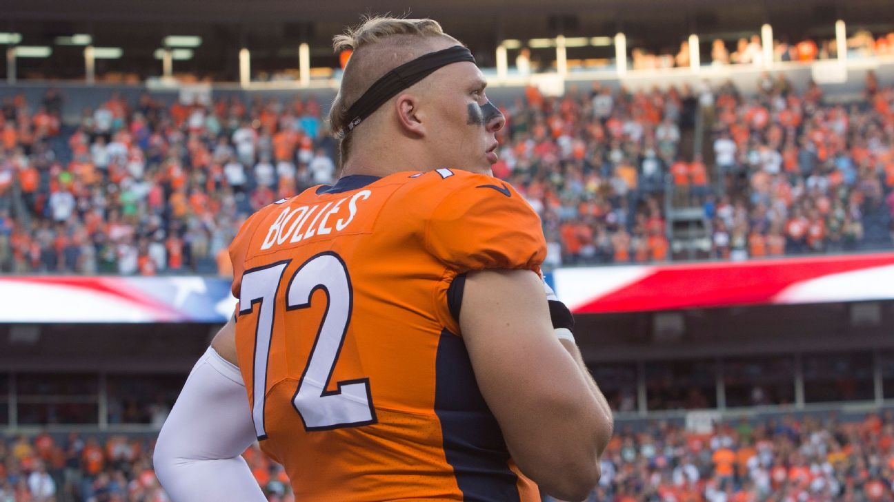 Denver Broncos offensive tackle Garett Bolles (72) celebrates win against  the New York Jets during an NFL football game Sunday, Sept. 26, 2021, in  Denver. (AP Photo/Jack Dempsey Stock Photo - Alamy