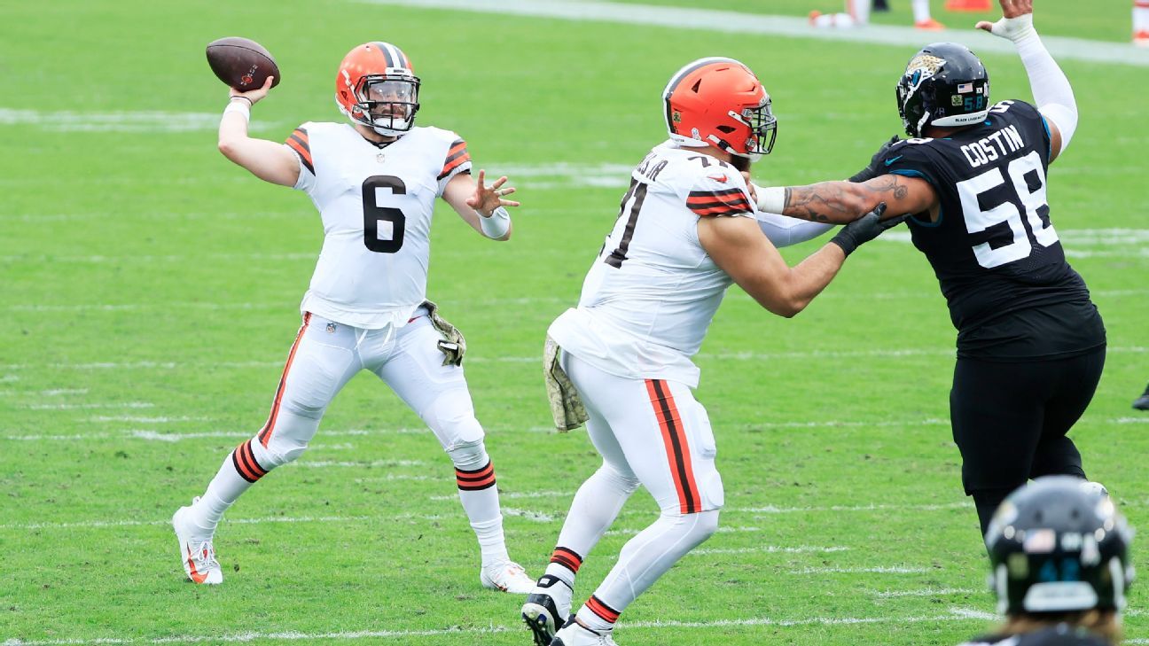 Baker Mayfield throws 2 TDs, Browns hang on for 27-25 win over Jaguars