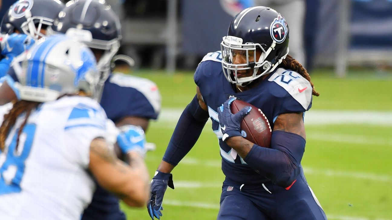 Derrick Henry of the Titans just defeated the Lions corner with a hard, disrespectful arm