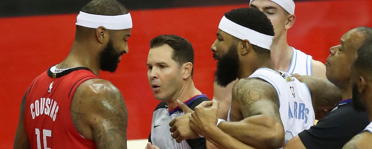 DeMarcus Cousins, de Rockets, y Markieff Morris, de Lakers, son expulsados