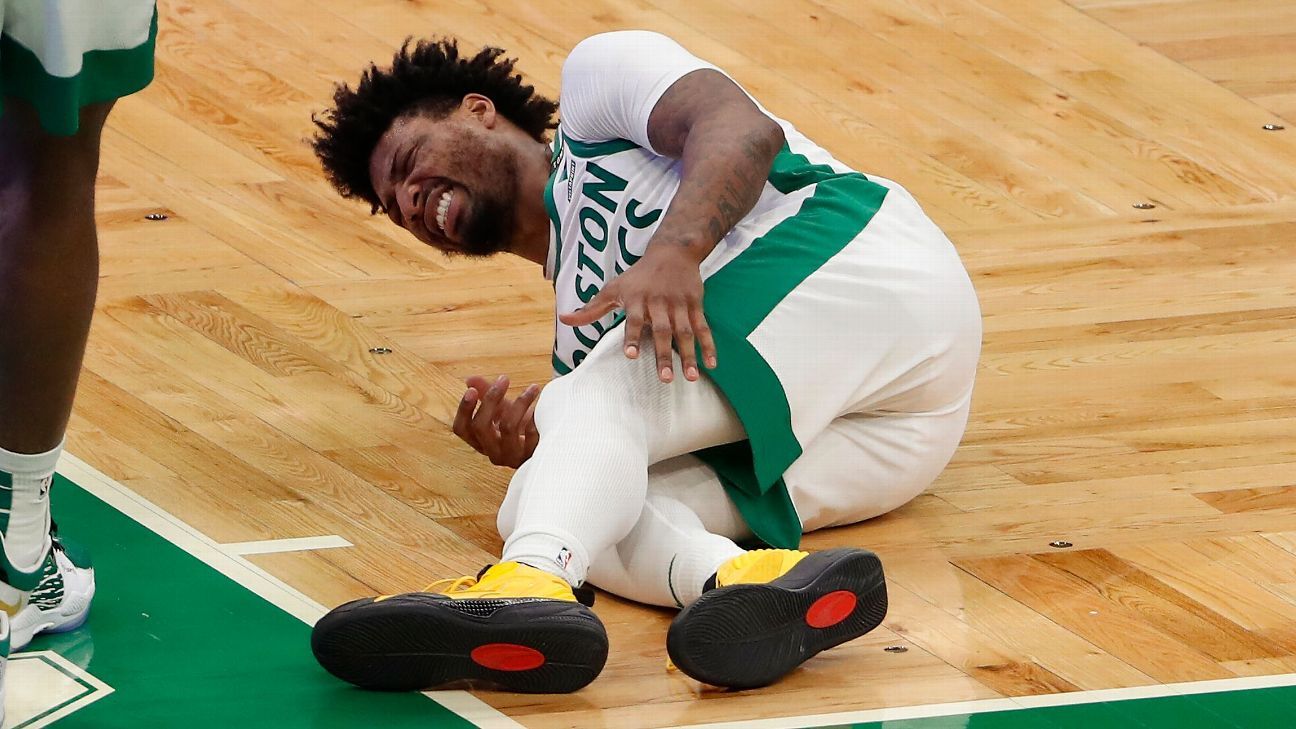 Boston Celtics’ Marcus Smart will MRI his left leg after a scary fall