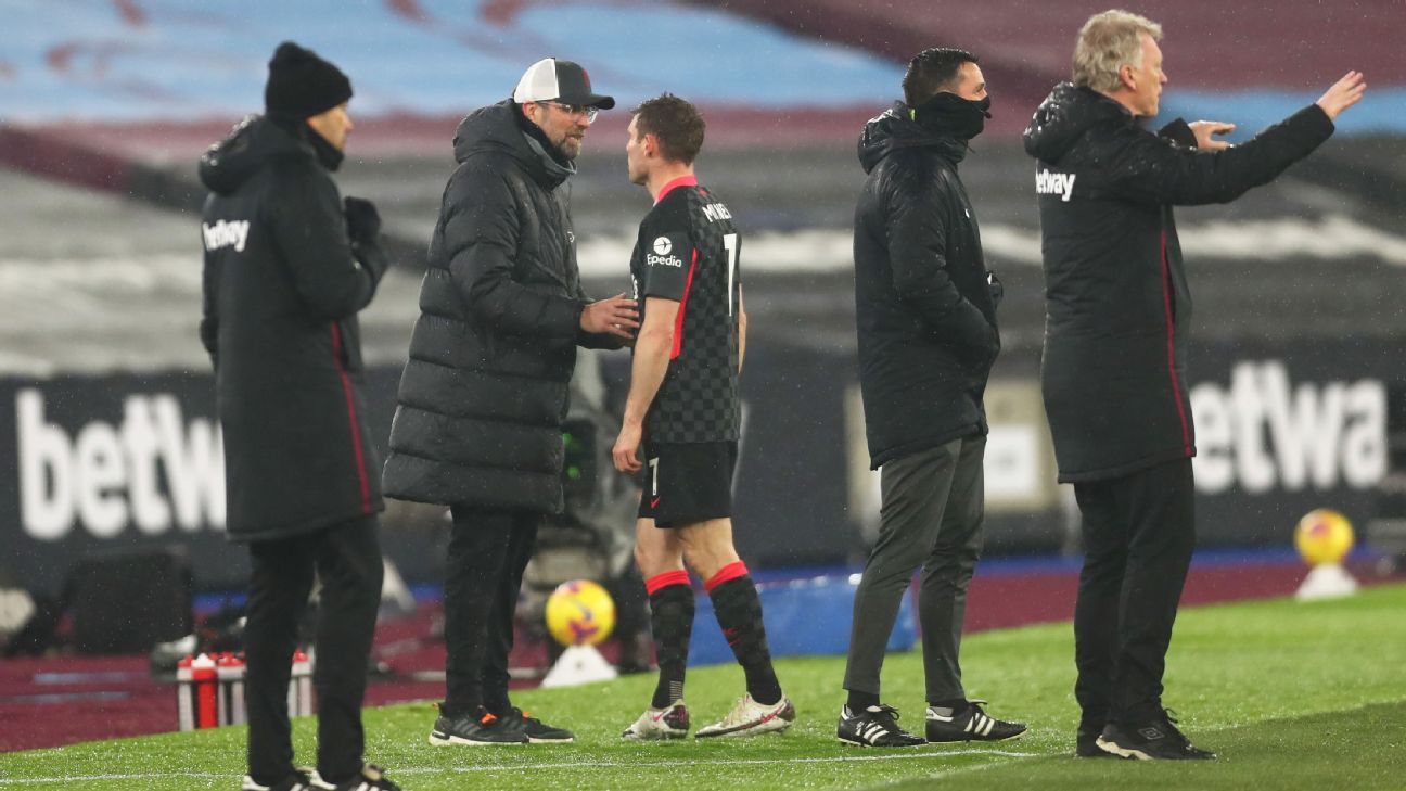 Liverpool’s Klopp says Milner spat on possible injuries