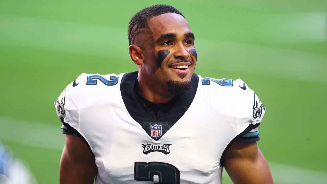 Philadelphia Eagles quarterback Jalen Hurts switches uniform to number