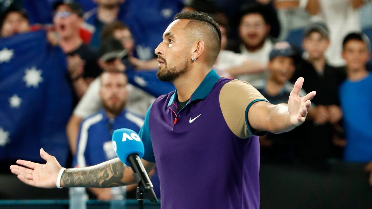 Australian Open tennis player Nick Kyrgios saves two match points in an epic five-set win