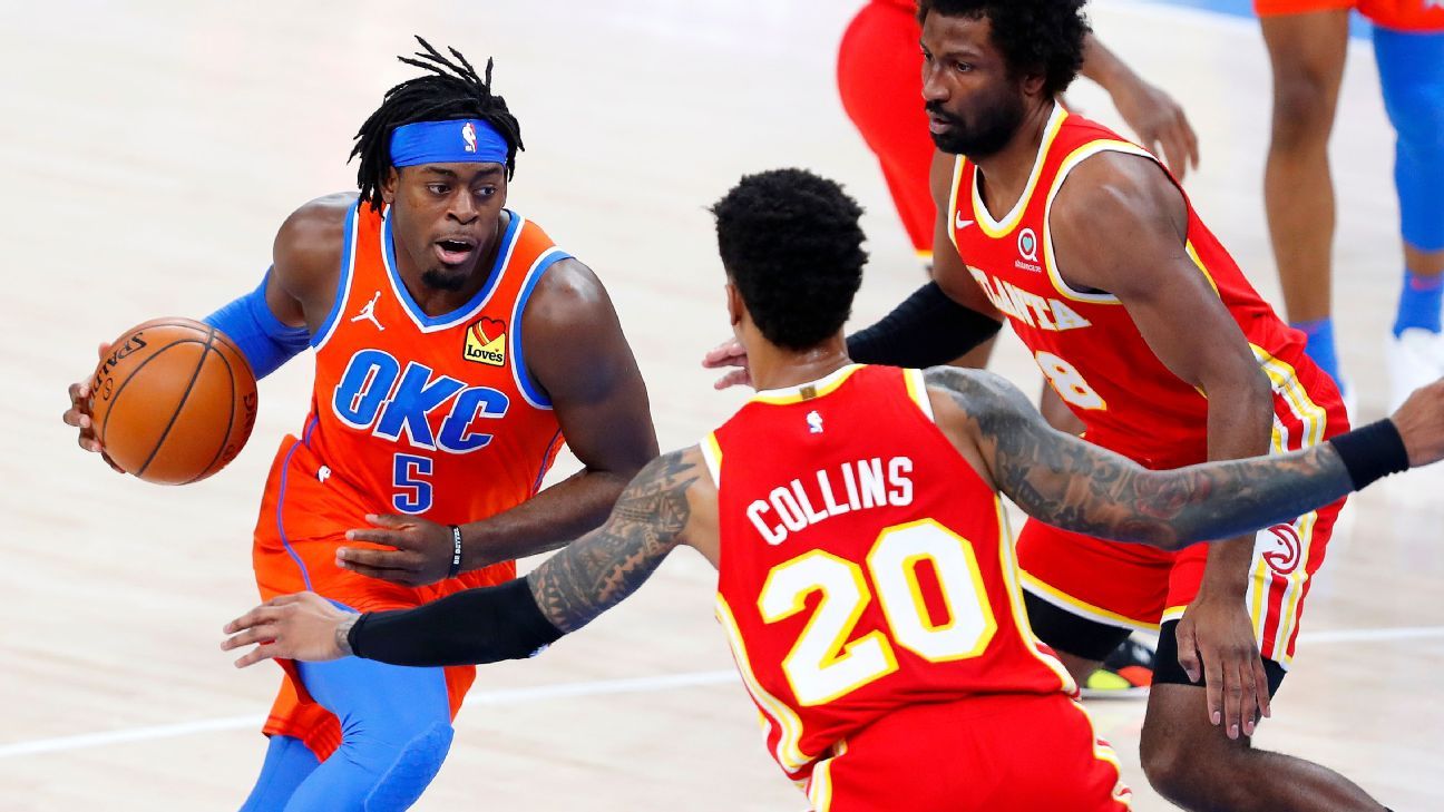 Oklahoma City Thunder half-changed shirt after confusion with Atlanta Hawks