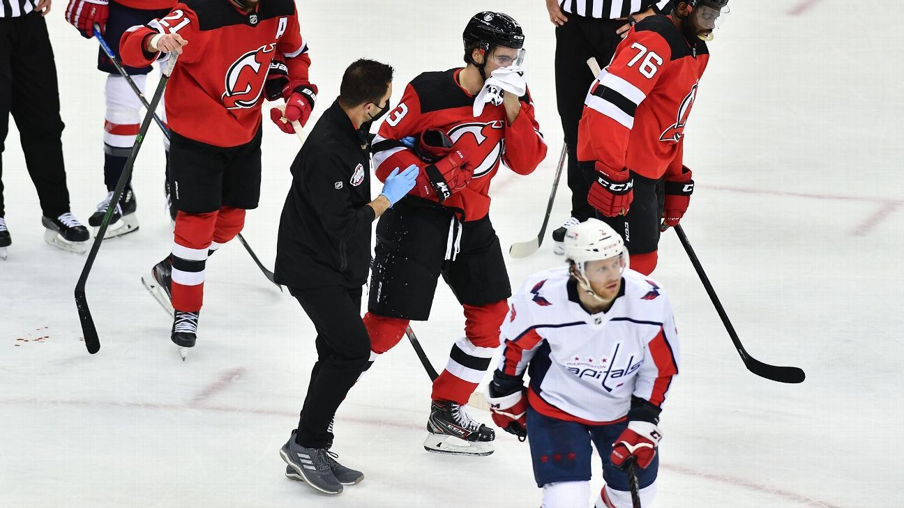 Devils' Nico Hischier returns to practice