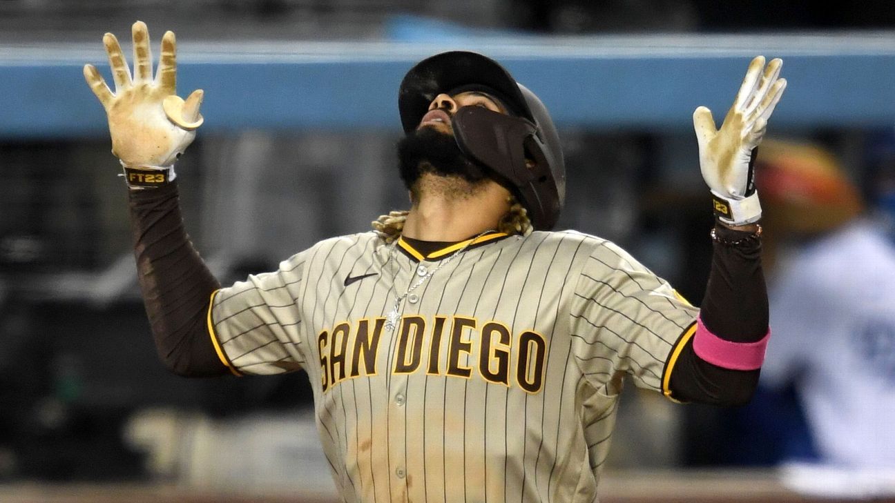 Fernando Tatis Jr. hits two home runs vs. Dodgers on anniversary of  father's historic feat - ESPN