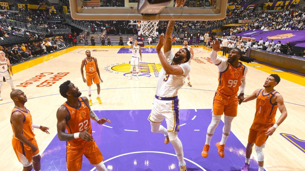 Los Angeles Lakers' Anthony Davis leaves Game 4 against Phoenix Suns with groin strain - ESPN