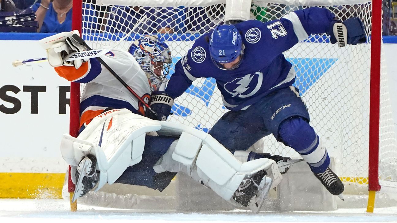 Islanders' Semyon Varlamov Leaves Pregame Skate vs. Rangers After Taking  Shot In Throat, Does Not Play