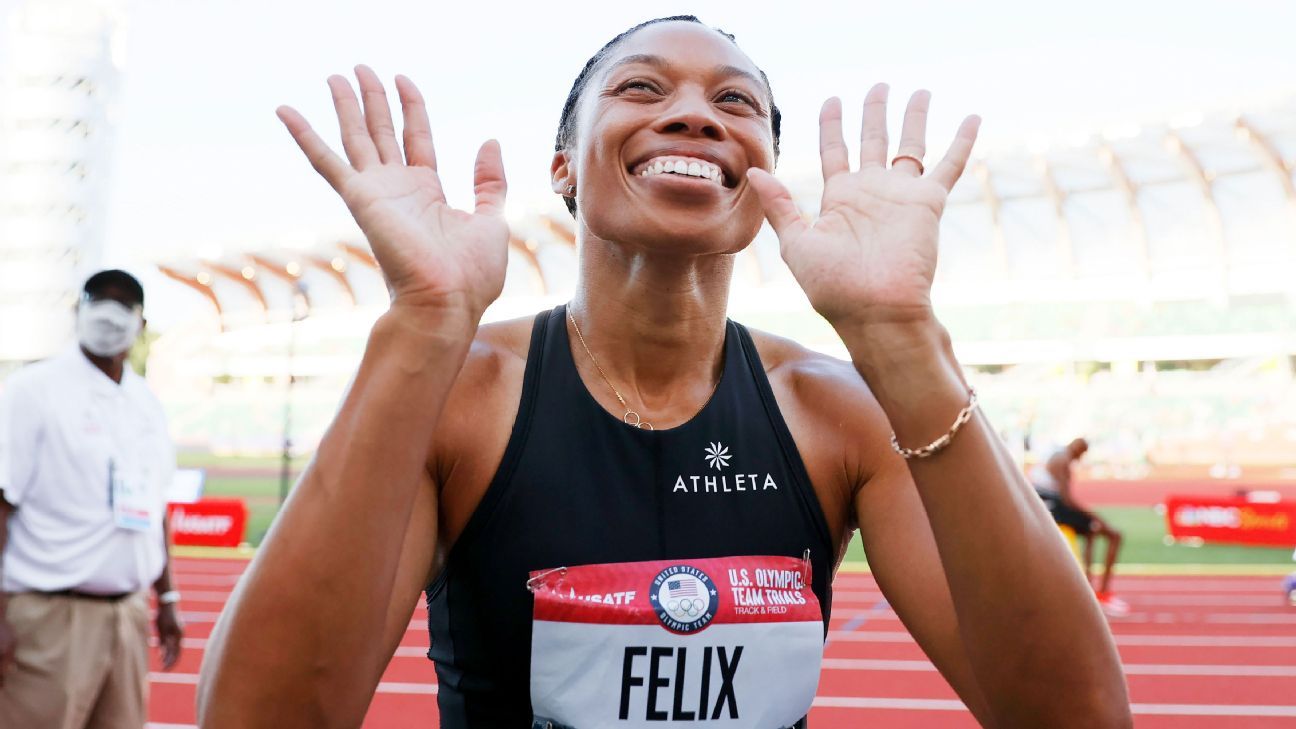 American Allyson Felix, 35, rallies in 400 meters, qualifies for her 5th Olympics