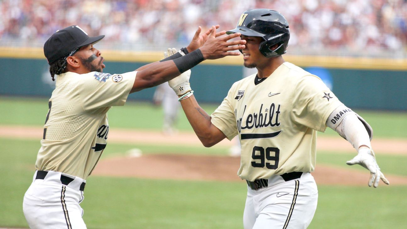 Vanderbilt uses 7-run first to down Mississippi State in Game 1 of College World..