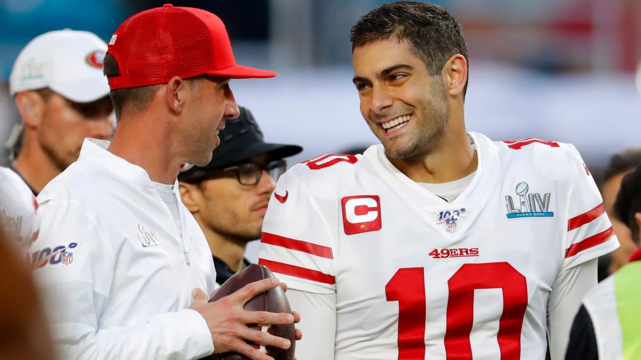 San Francisco 49ers' Kyle Shanahan not ready to announce Week 1 QB, but has 'a p..