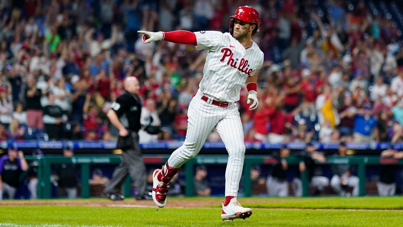 Bryce Harper exits Phillies' game vs. Nationals with mid-back spasm – NBC10  Philadelphia