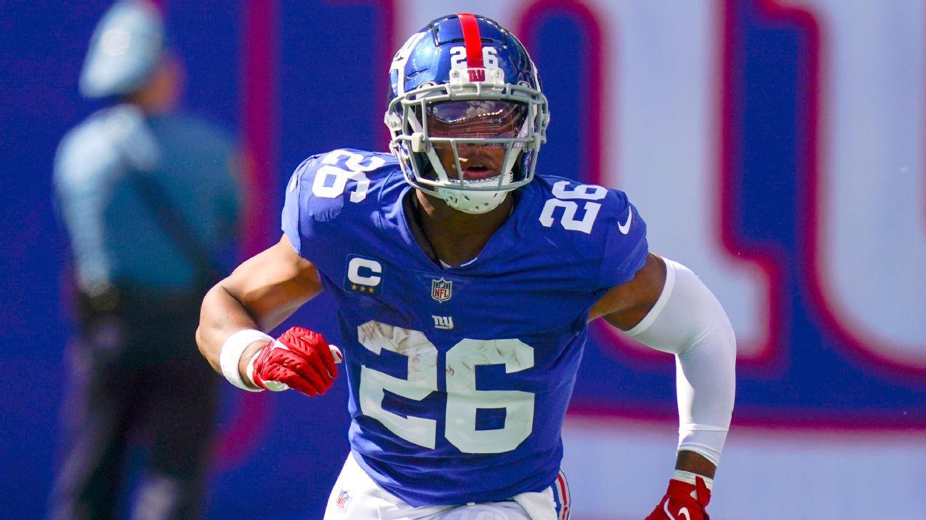 New York Giants RB Saquon Barkley back with team after false positive  COVID-19 tests but out vs. Las Vegas Raiders - ESPN