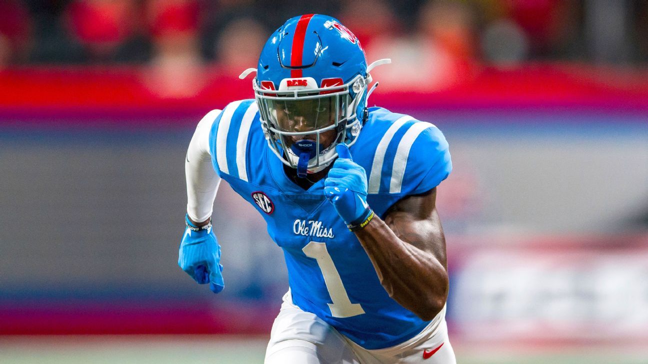 Ole Miss Rebels receiver Jonathan Mingo likely out vs. Alabama due to foot injur..
