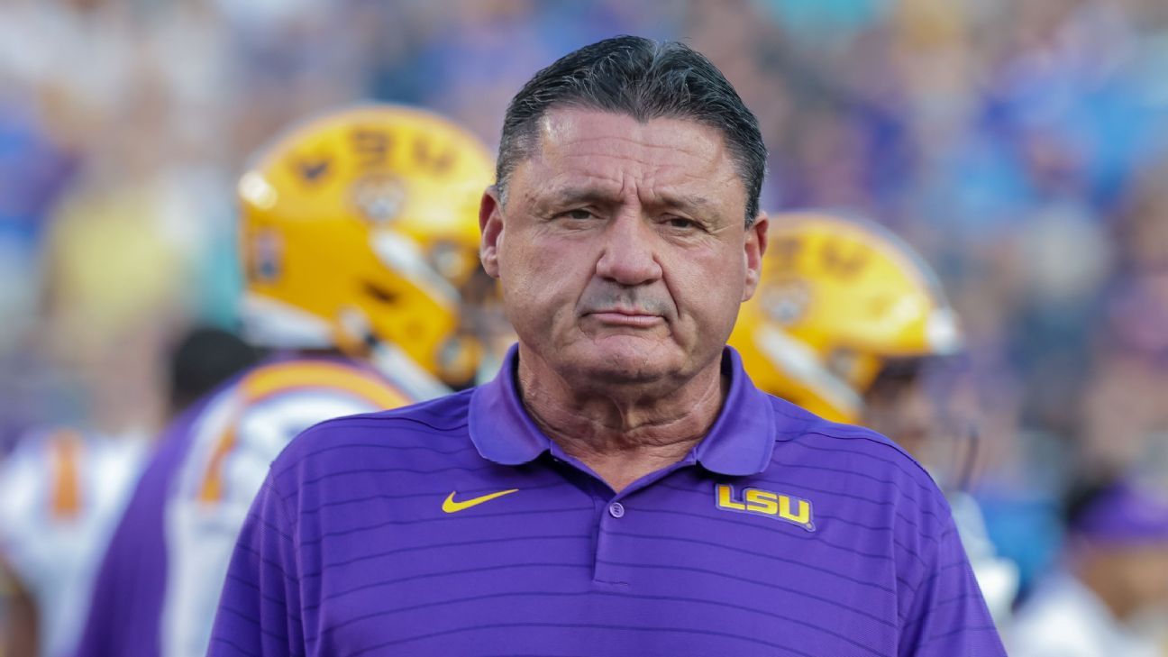 Ed Orgeron says LSU Tigers can't hold football practice due to number of injurie..