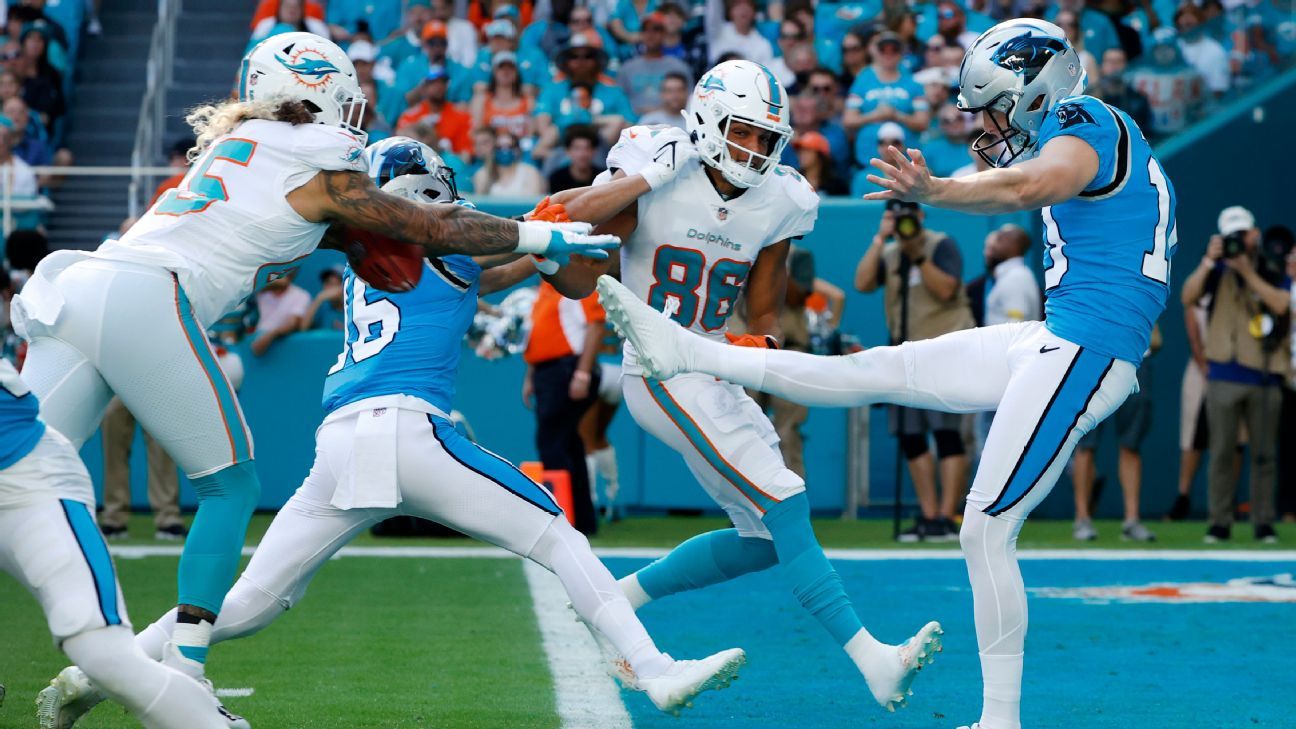 Miami Dolphins start fast, stun Carolina Panthers with blocked punt for  touchdown - ESPN