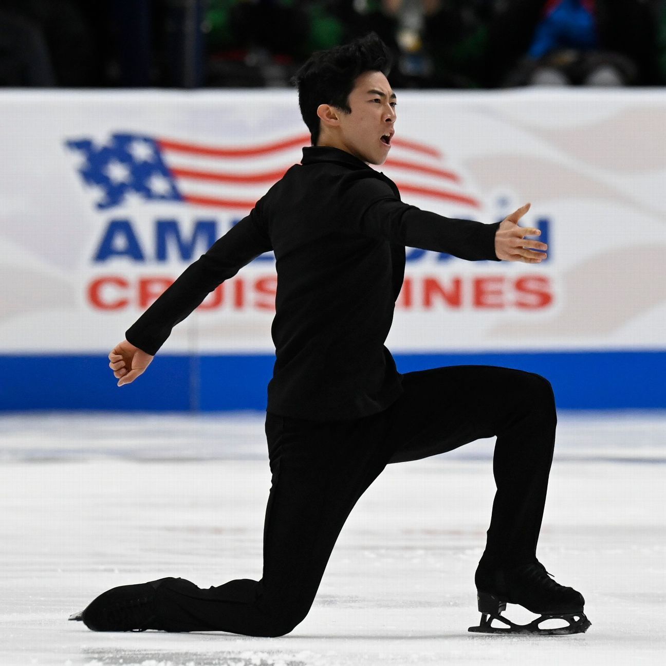 Three-time world champion skater Nathan Chen breaks his own short program record..