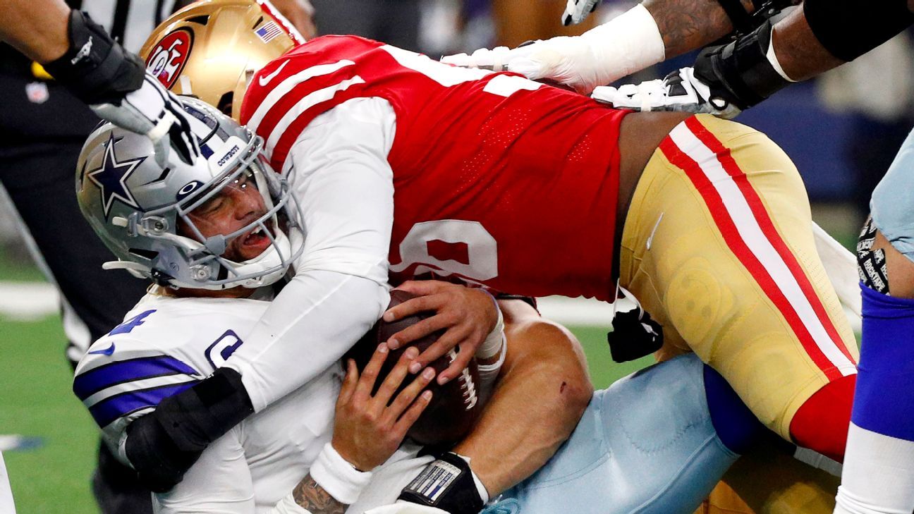 Concussion sidelines 49ers' Bosa in wild-card game at Dallas