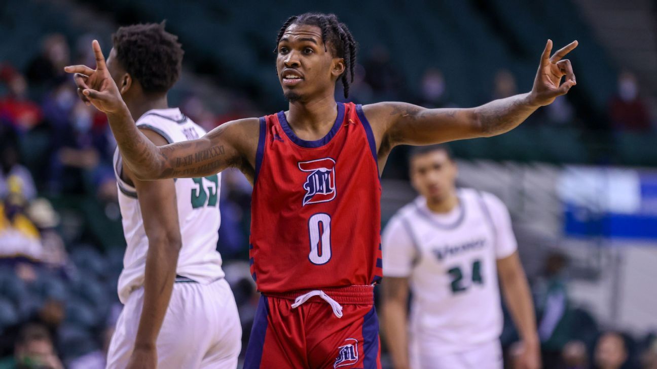 Detroit Mercy's Antoine Davis, No. 22 scorer in college basketball history, to e..