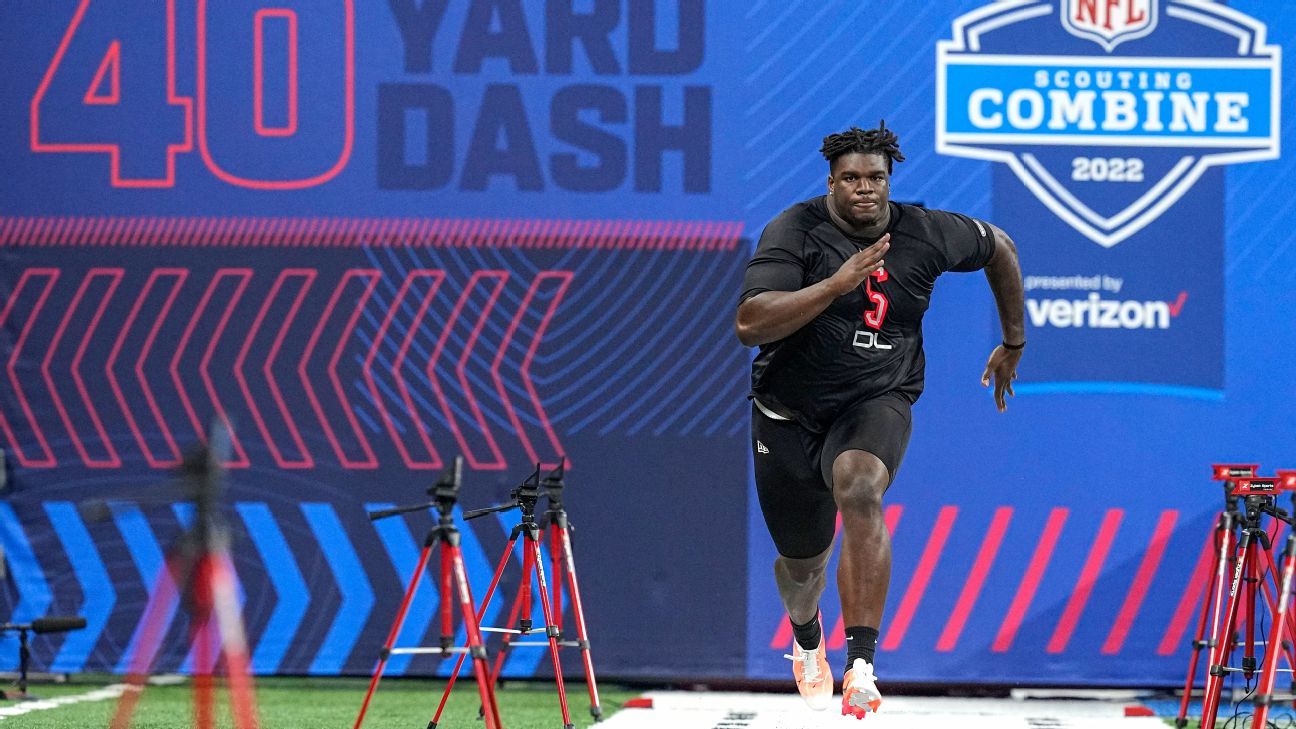 Georgia Lineman Jordan Davis, 341 libras, corre uma corrida de 40 jardas em 4,78 segundos no NFL Scout