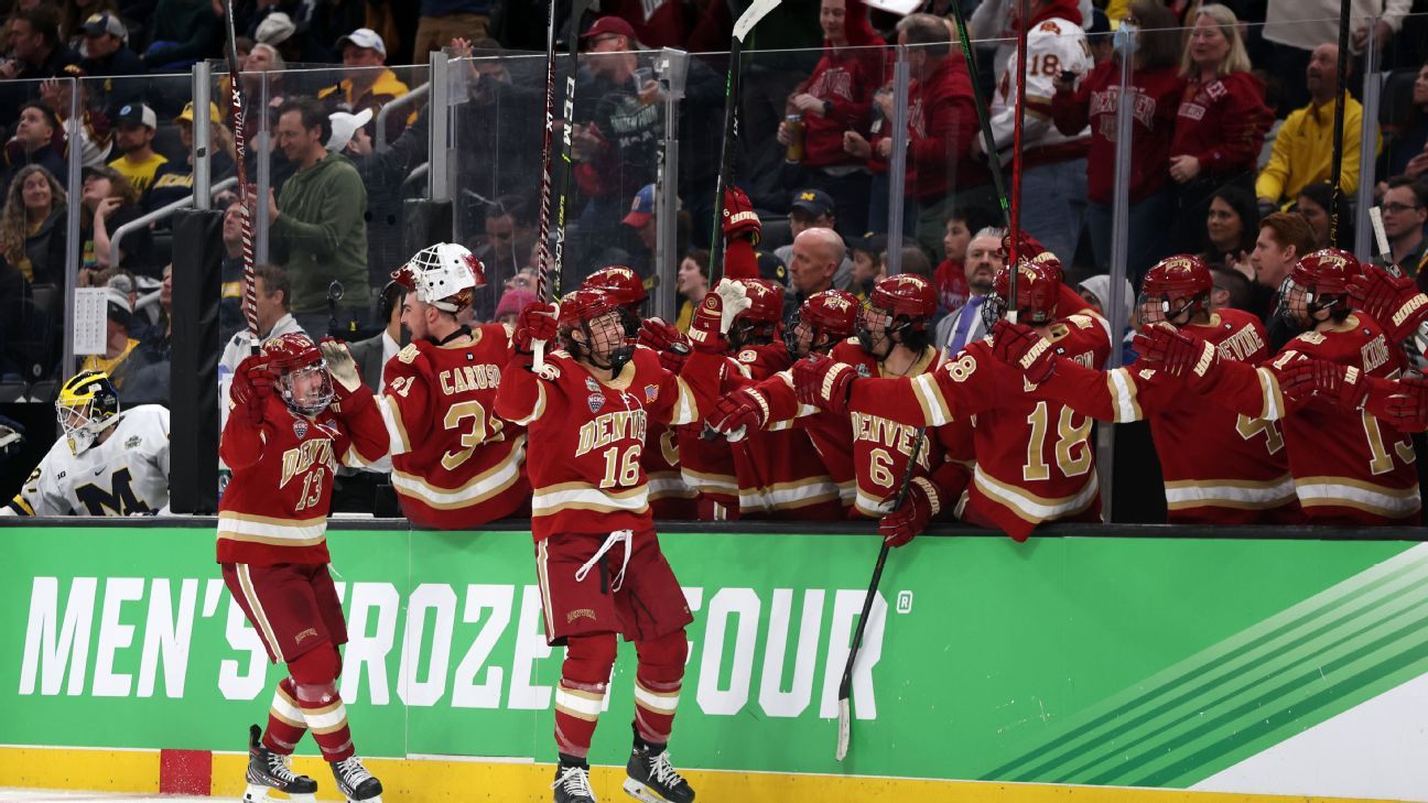 Denver Pioneers advance to Frozen Four final with 3-2 win over Michigan Wolverin..