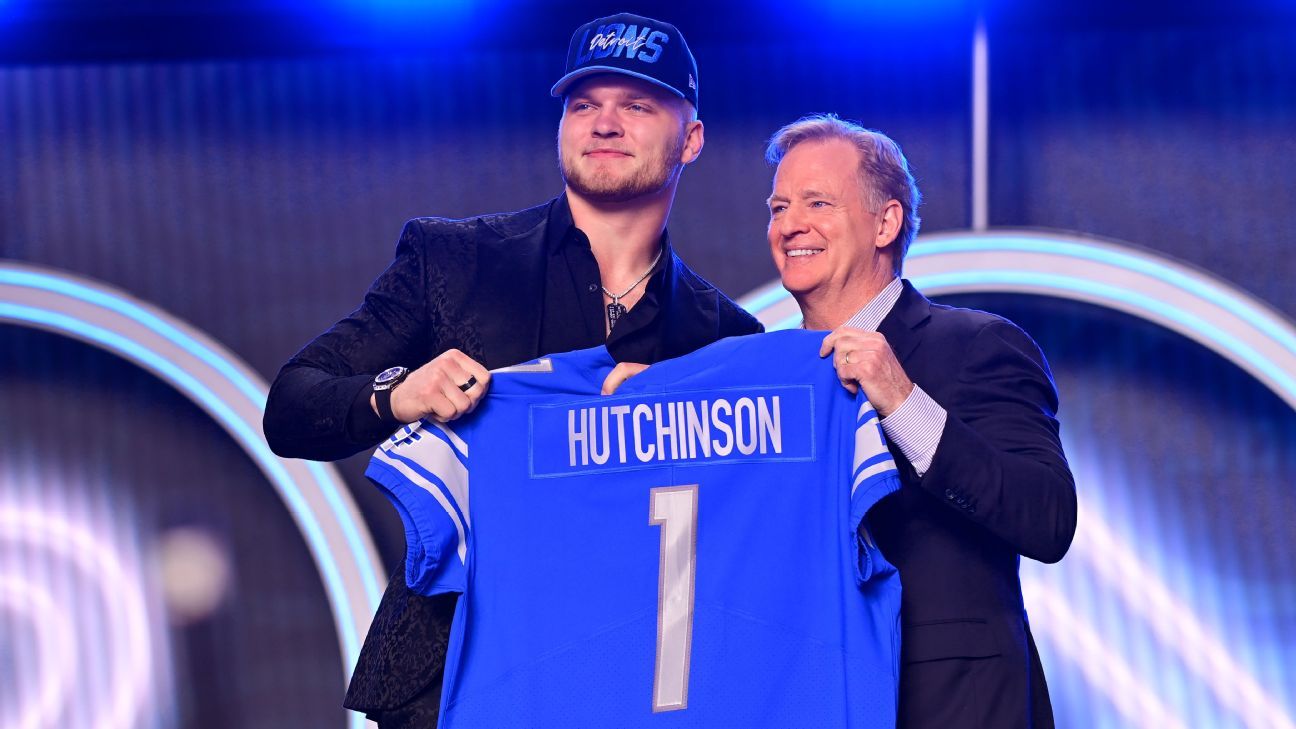 Detroit Lions take Aidan Hutchinson at No. 2, trade up to get