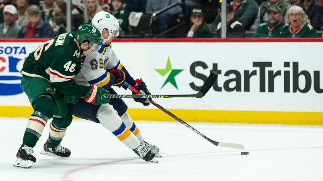 Short-staffed Minnesota Wild shut out 3-0 by St. Louis Blues