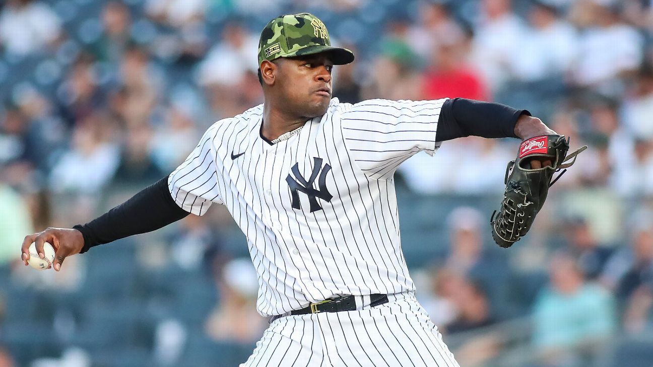 Luis Severino White New York Yankees Autographed Game-Used #40 Pinstripe  Jersey vs. Baltimore Orioles on April 26 2022 with GU 4-26-22 VS. BAL  Inscription