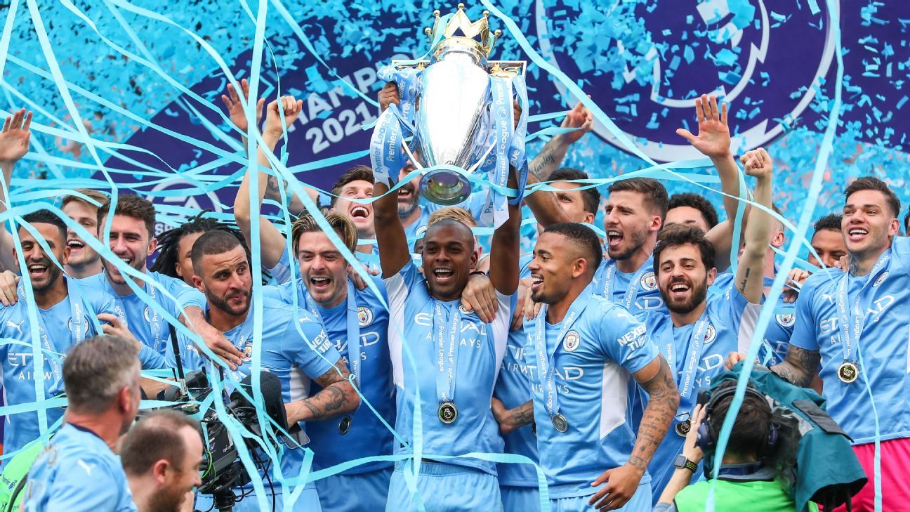 Manchester City lift Premier League trophy after fittingly dramatic end ...