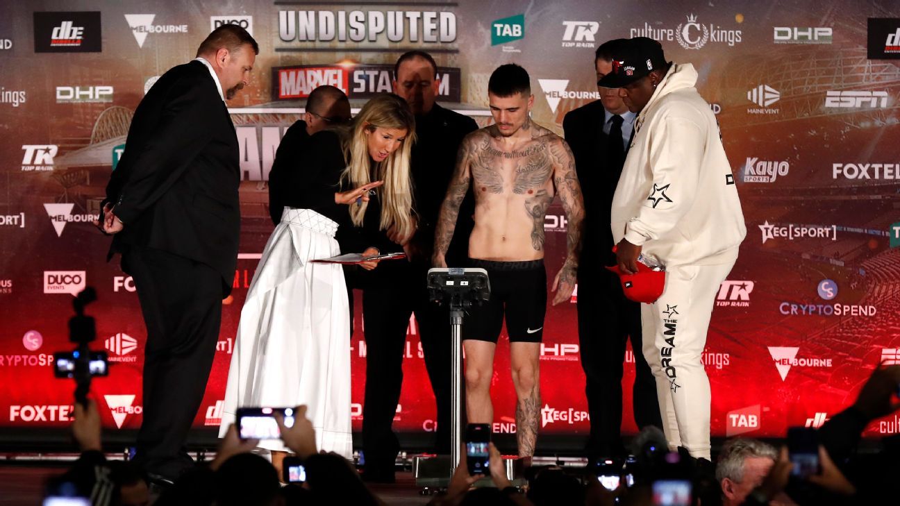 George Kambosos Jr. makes weight after earlier miss as showdown with Devin Haney..