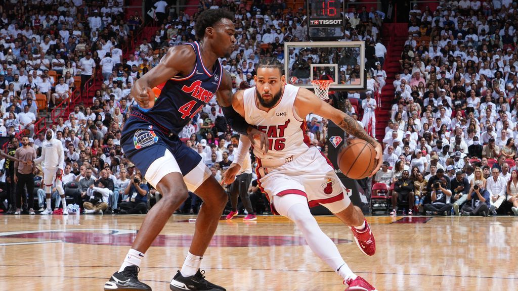 MIAMI, FLORIDA – MAY 21: Caleb Martin #16 of the Miami Heat is